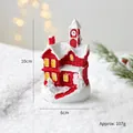 Miniature resin Christmas train station figurine with red walls and snow-covered roof - Train Station Snow House