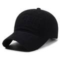 Distressed black cotton baseball cap featuring bold ROFELLE 3D embroidery detail - Adjustable / Black