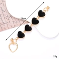 Zinc alloy plush phone chain with black hearts and golden metal link chain bracelet - Black