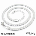 5mm silver stainless steel snake chain necklace 500mm length with lobster clasp - 5mm x 50cm / Silver