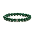 Handcrafted malachite bead bracelet with vintage silver-toned engraved metal spacer - Malachite