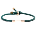 Verstellbares dunkelgrünes Mailänder Seilarmband mit goldenem Metallschiebeverschluss - Basis Seil Stil / Grün