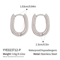 U-shaped silver stainless steel earring size specs with waterproof and hypoallergenic tags - Silver Style (YYE023712-P)