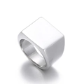 Polished silver stainless steel square signet ring with a minimalist flat top design - US 7 / Square Steel
