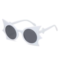 Fashionable butterfly wing shaped sunglasses with white frames and dark grey lenses - White Frame Gray Lens