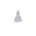 Miniature purple tassel pendant with gold metal ring and decorative golden wire wrap - Light Purple