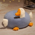 Blue goose plush infant floor seat cushion with supportive soft teddy velvet fabric - Blue