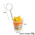 Realistic popcorn bucket keychain charm with dimensions 5x2.5cm and silver metal ring - Yellow