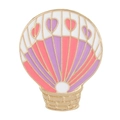 Golden hot air balloon enamel brooch with pink and purple heart pattern details - Pink Purple Heart Balloon