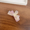 Große Haarklammer mit rosa-weißer Marmorierung und Schleifenform aus Acetat - 7.6CM / Hellviolett
