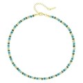 Bohemian style colorful natural stone beaded necklace with golden lobster clasp finish - Style 14 (8mm)