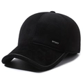 Gorra de béisbol de invierno negra de pana con forro polar y parche de deporte - Ajustable / Bordado Sport Negro