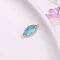 Blue marquise crystal charm with gold-plated copper connector for DIY jewelry making - Lake Blue