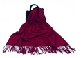 Deep red wool scarf with tassels elegantly draped over a black handbag for a classic look - 200*70cm / Premium Crafted Tassel Style / Burgundy