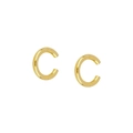 Close-up of polished gold C-shape ear cuffs with minimalist thick metal design - JQH0126-Gold C-Shape Ear Cuff