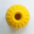 Durable yellow EVA foam pet training ball with non-slip texture and center hole - 7cm Hollow Ball