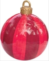 Inflatable 60cm outdoor Christmas ball with red and dark red vertical stripes - Red Stripes