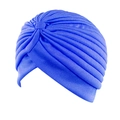Ethno-Turban-Mütze in Königsblau mit gerippter Plissee-Struktur für Damen - Einheitsgröße / Saphirblau