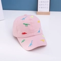 Cappellino da baseball rosa in cotone per bambini con ricamo a dinosauro colorato e regolabile - Taglia Regolabile (Bambino) / Rosa
