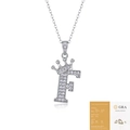 Moissanite initial F necklace with crown and GRA certificate in 925 sterling silver - Letter F (with GRA Certificate)