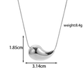 Minimalist silver stainless steel necklace with bean pendant featuring polished finish - NK-181 Silver Teardrop Shape Necklace