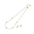 Golden heart-shaped stainless steel jewelry set with sparkling zircon necklace and earrings - 1# Heart Necklace Earrings Set