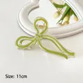 Elegant 11cm green bow hair claw clip with jelly finish and transparent resin design - Fruit Green