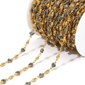 DIY bead chain with 18k gold plating and grey glitter heart charms on white spool - Black and Gray