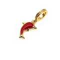 Golden dolphin charm with red enamel finish for DIY bracelets and necklaces - Red Dolphin Charm