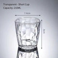 Short 210ml transparent acrylic cup with diamond geometric texture and 8cm height - 210ml / Small / Clear