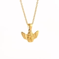 Polished 18K gold-plated stainless steel angel pendant necklace for women - Angel Shape With O-chain (TN3230-o字链)
