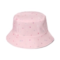Pink bucket hat with heart patterns in soft cotton fabric for a stylish summer sun look - 58cm / Pink with Colorful Hearts