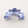 Molla per capelli con motivo floreale in porcellana bianca e blu con finitura in resina - Floreale in porcellana blu e bianca