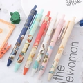 Set of 6 retractable gel pens with traditional oriental patterns and lucky calligraphy - 0.5mm-Single Price / Koi Fish Style