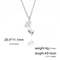 Detailansicht der Blumenhalskette mit Maßen 20,4x11,1mm und 45+5cm Kettenlänge - Stahlfarbe - Schwertlilie