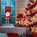 Christmas buffalo plaid door banner featuring Santa Claus and Merry Christmas text - Santa Claus / Red/Black Plaid