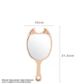 Cat-ear shaped natural wood hand mirror with hollow heart and paw print details - Devil/Small / 12*21.5cm