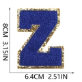 Detail of 8cm letter Z chenille embroidery patch in royal blue with gold glitter border - Letter Z