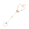 Goldenes Armband-Ring-Set mit Schmetterling, Herz-Edelsteinen und feiner Quastenkette - 2# Armband