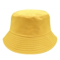 Detailed close-up of a vibrant yellow cotton bucket hat with reinforced stitched brim - Yellow