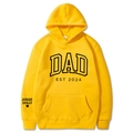 Sweat à capuche jaune avec imprimé Dad Est 2024 et poche kangourou à plat - S / Hauts / Jaune (Motif 2)