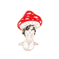 Kreative Emaille-Brosche mit rotem Cartoon-Pilzmädchen-Motiv in Metalloptik - Rotes Pilzmädchen (xz5883)