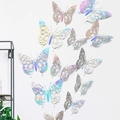 Stickers muraux papillon creux 3D avec effet laser irisé pour décoration intérieure - Arc-en-ciel Laser
