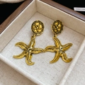 Vintage gold starfish leaf earrings with silver needle post in elegant jewelry box - 47# Silver Needle-Golden Vintage Starfish (HE24811)