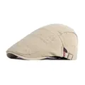 Boina de algodón beige con textura de rotos desgastados y hebilla de metal ajustable - Ajustable / Caqui