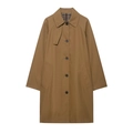 Trench classico kaki lungo con fodera del colletto a quadri e chiusura monopetto chic - XS / Cachi