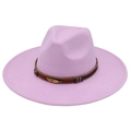 Detail of light purple fedora with braided band, beads and golden feather pendant - Adult (57-60cm) / Light Purple Heart (Gold Feather)