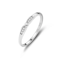 Minimalist S925 sterling silver ring with small micro-pave zircons in silver finish - Platinum-FDJZ-187