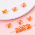 Lebendige irisierende Glas-Schmetterlingsperlen für DIY-Schmuckherstellung, orange-rosa - Schmetterlingsform (9#) / 20 Stk./Packung / Sonnenstein