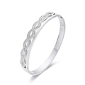 Bracelet jonc en acier inoxydable argenté avec motif évidé en huit et diamants - Couleur Acier